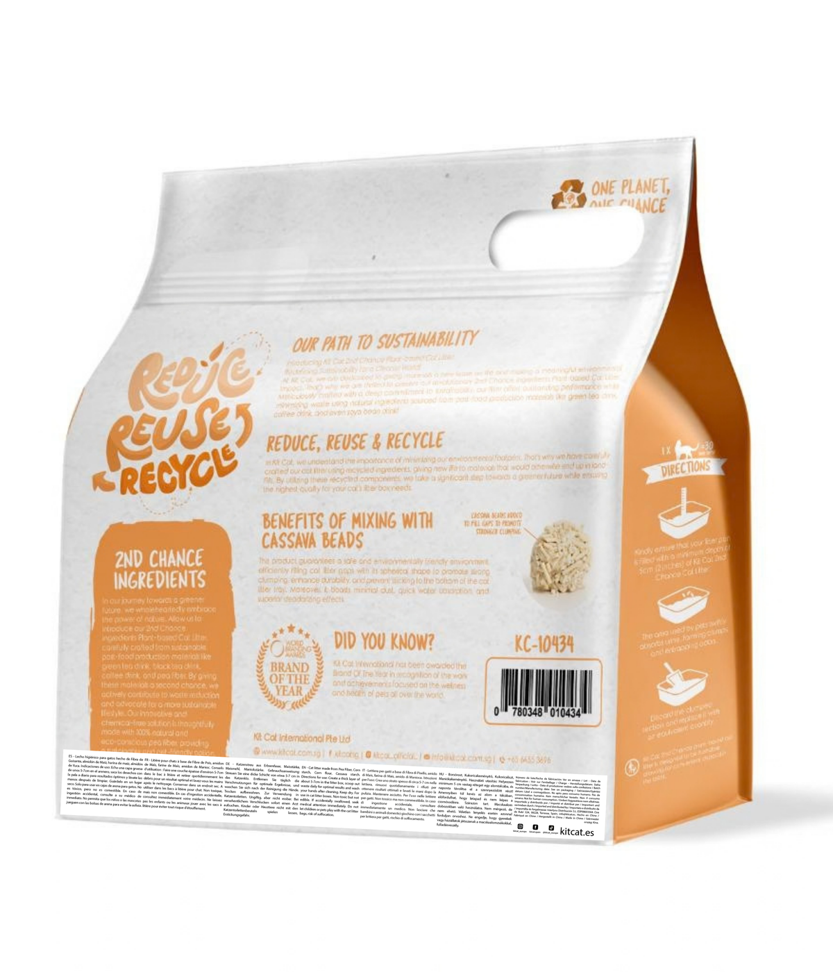 Pack de 6 Kit Cat Arena Eco 2ª Chance - Fibra de Ervilha (Original) 2,5 Kg Casca de Ervilha e Mandioca