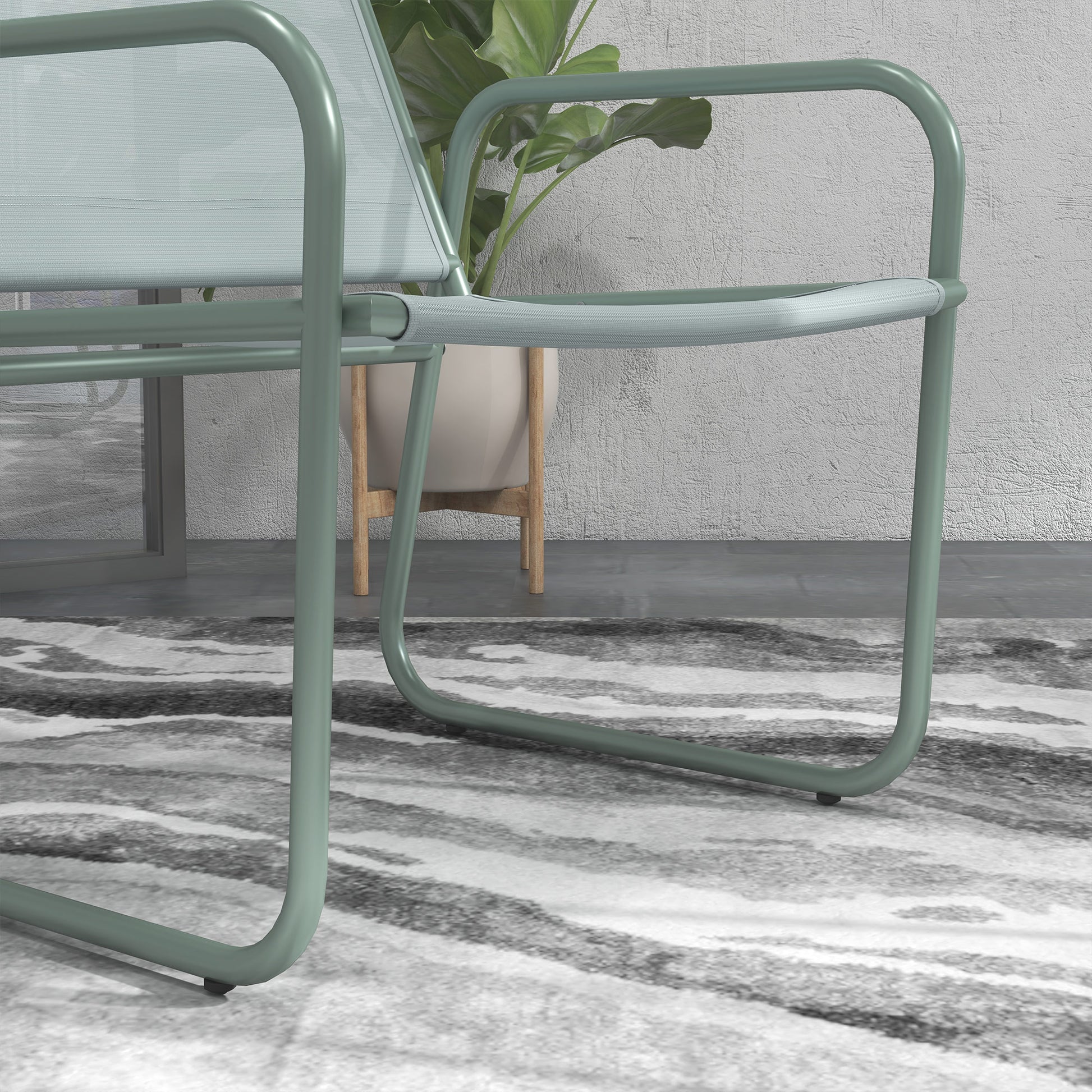 Outsunny Conjunto De Muebles De Jardín Con Marco De Acero Y Reposabrazos Verde_3