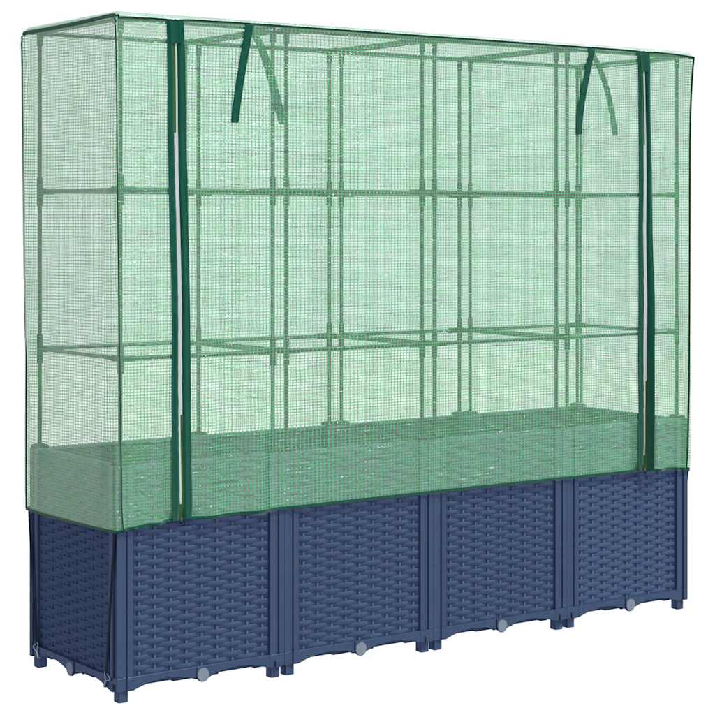 Jardinera Elevada Con Cubierta De Invernadero Aspecto Ratán 160x40x153 Cm_0