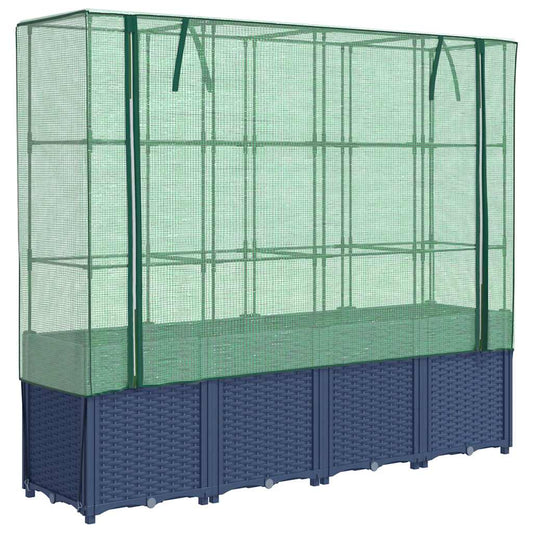 Jardinera Elevada Con Cubierta De Invernadero Aspecto Ratán 160x40x153 Cm_0