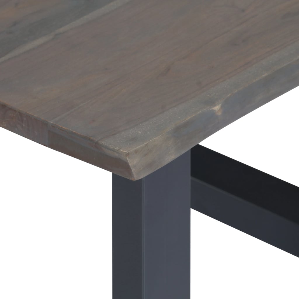Mesa De Centro Con Borde Natural Acacia Maciza Gris 60x60x40 Cm_3