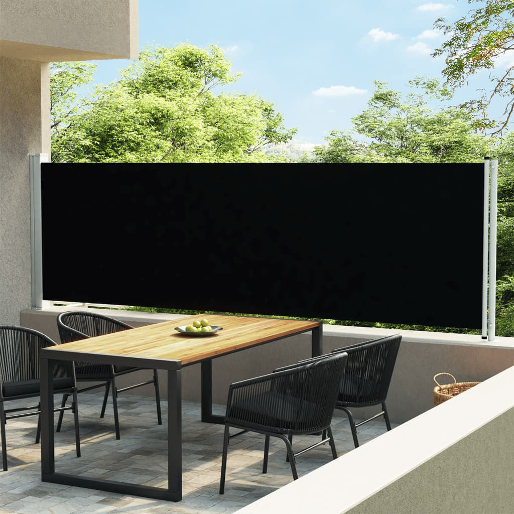 Vidaxl Toldo Lateral Retráctil Para Patio Negro 140x600 Cm_1