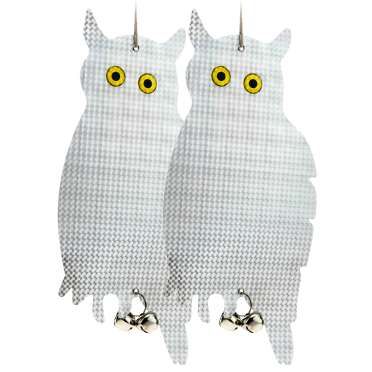 Ahuyentador De Aves Repelente De Pájaros Espantapájaros Tipo Búho Reflectante Y Cascabeles 2-pack_0
