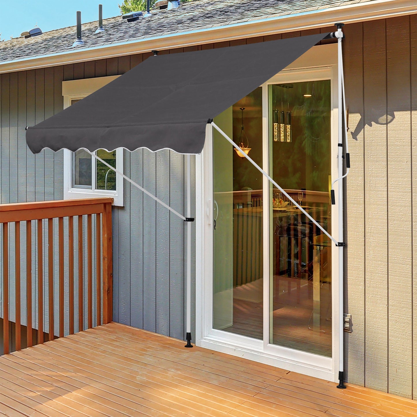 Outsunny Toldo Manual Retráctil 200x150x170-280cm Con Manivela Para Terraza_1