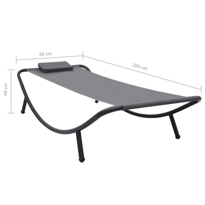 Vidaxl Tumbona De Acero Gris 200x90 Cm_2