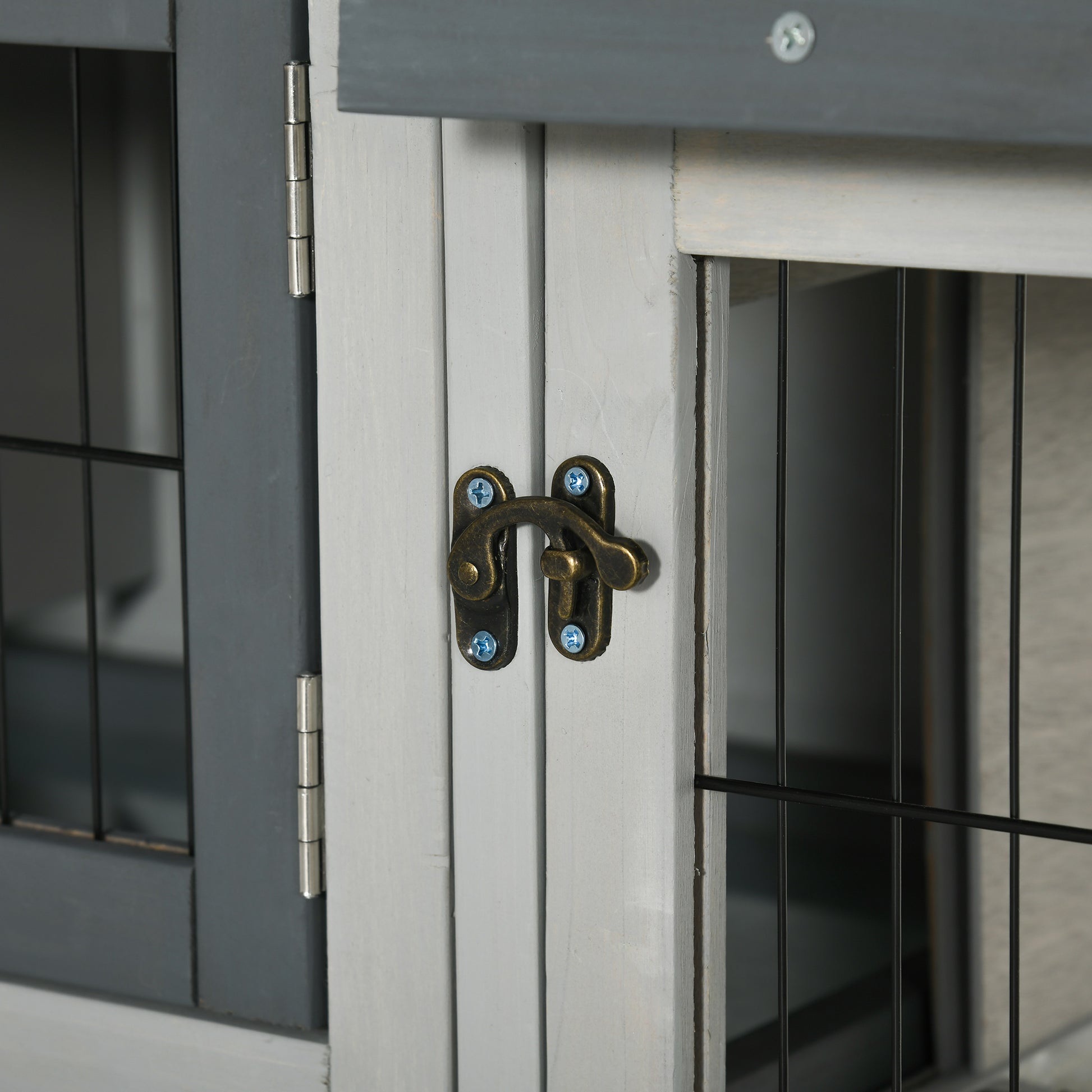 Pawhut Conejera De Madera Exterior Con Techo Asfáltico Abatible Corral De Metal_4