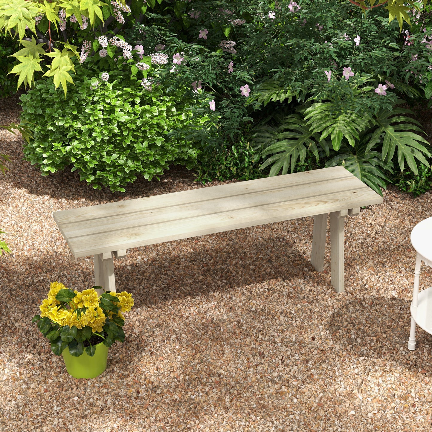 Outsunny Banco De Madera De 2 Plazas Carga 220 Kg 130x38x45 Cm Natural_1