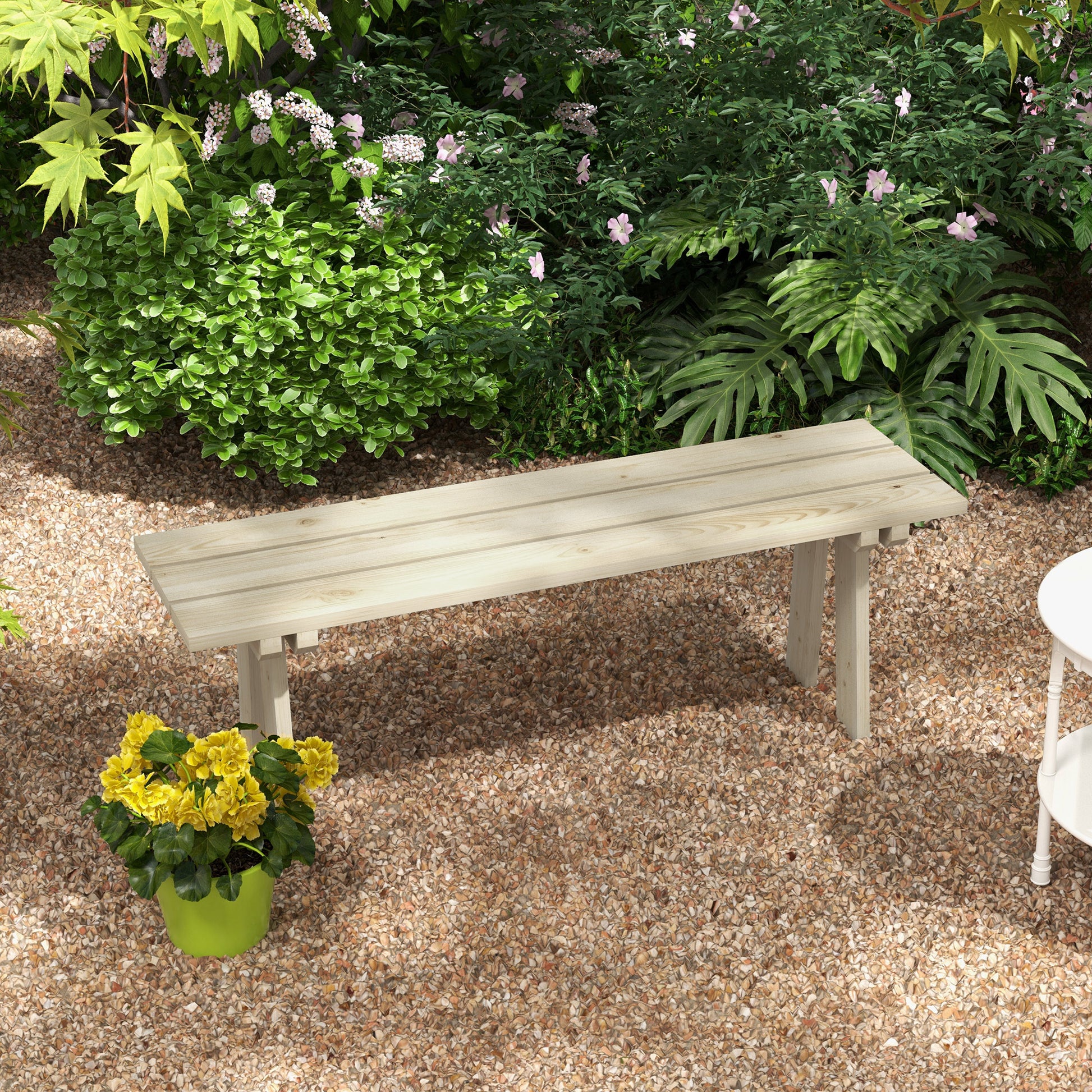 Outsunny Banco De Madera De 2 Plazas Carga 220 Kg 130x38x45 Cm Natural_1
