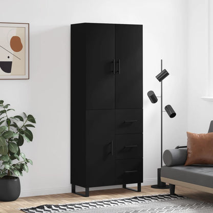 Aparador Alto Madera Contrachapada Negro 69,5x34x180 Cm_0