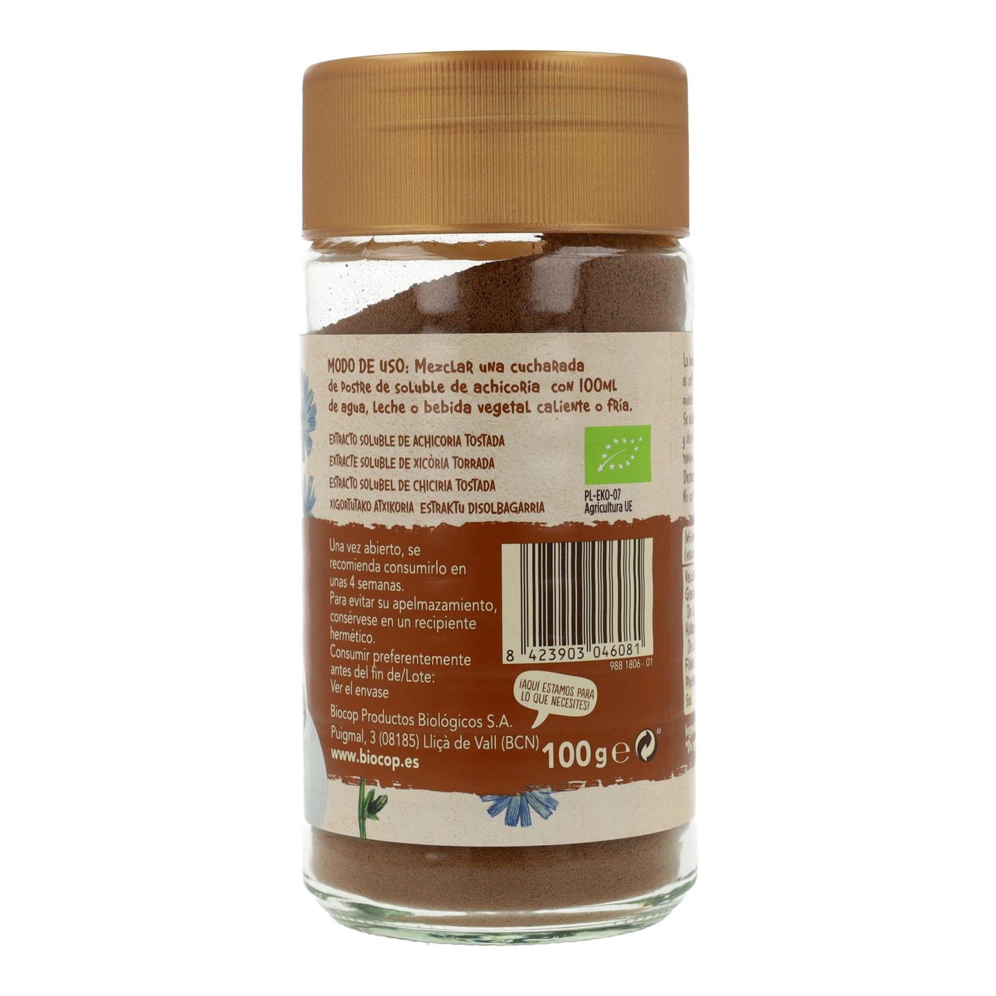 Chicória Solúvel Orgânica Sem Glúten Biocop 100g