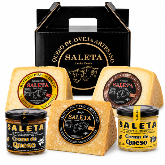 Surtido De Quesos Gourmet | 3 Cuñas Quesos Curado, Semicurado Y Añejo Y 2 Tarros Crema De Queso Para Untar_0