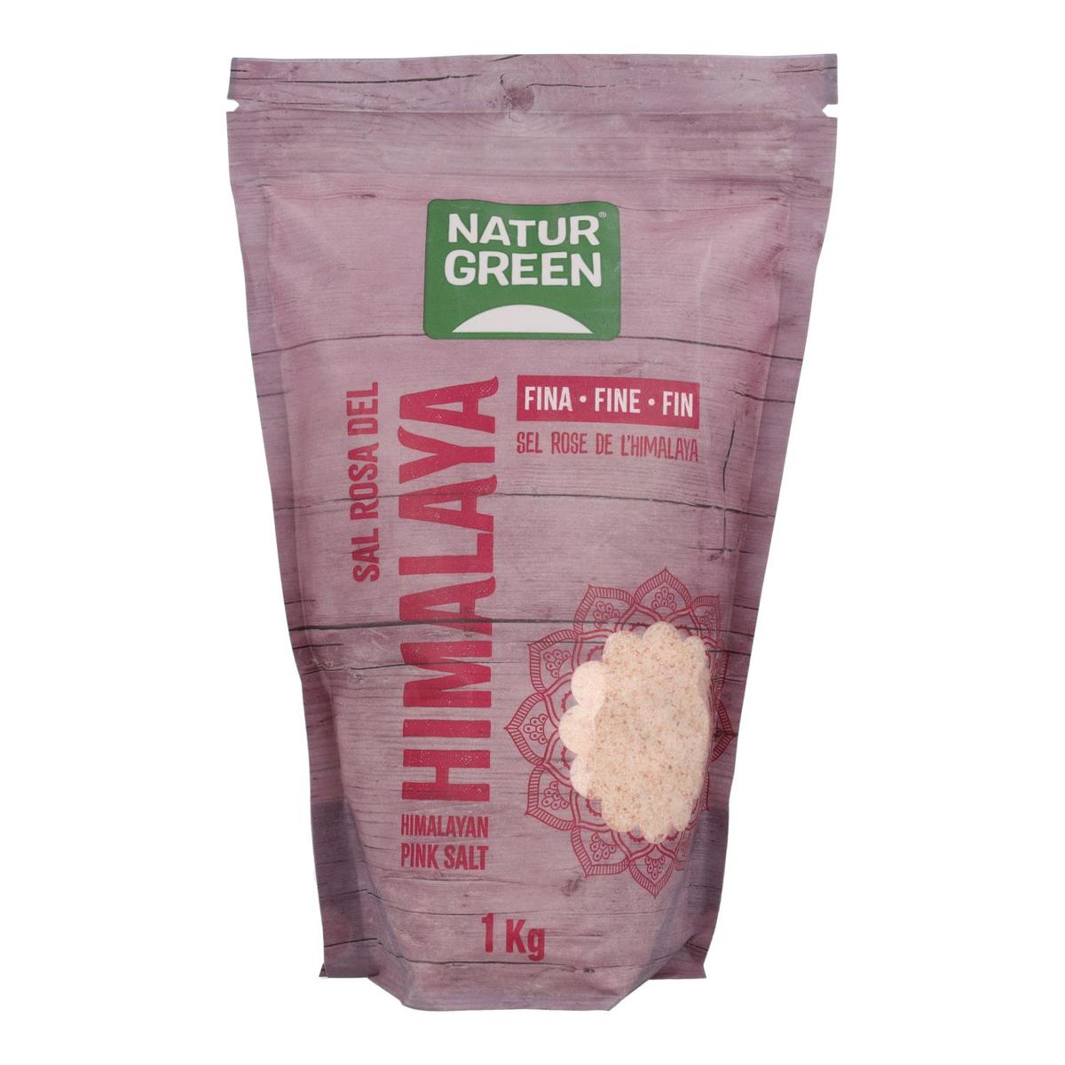 Embalagem de 2 unidades de sal rosa fino do Himalaia Naturgreen 1 kg
