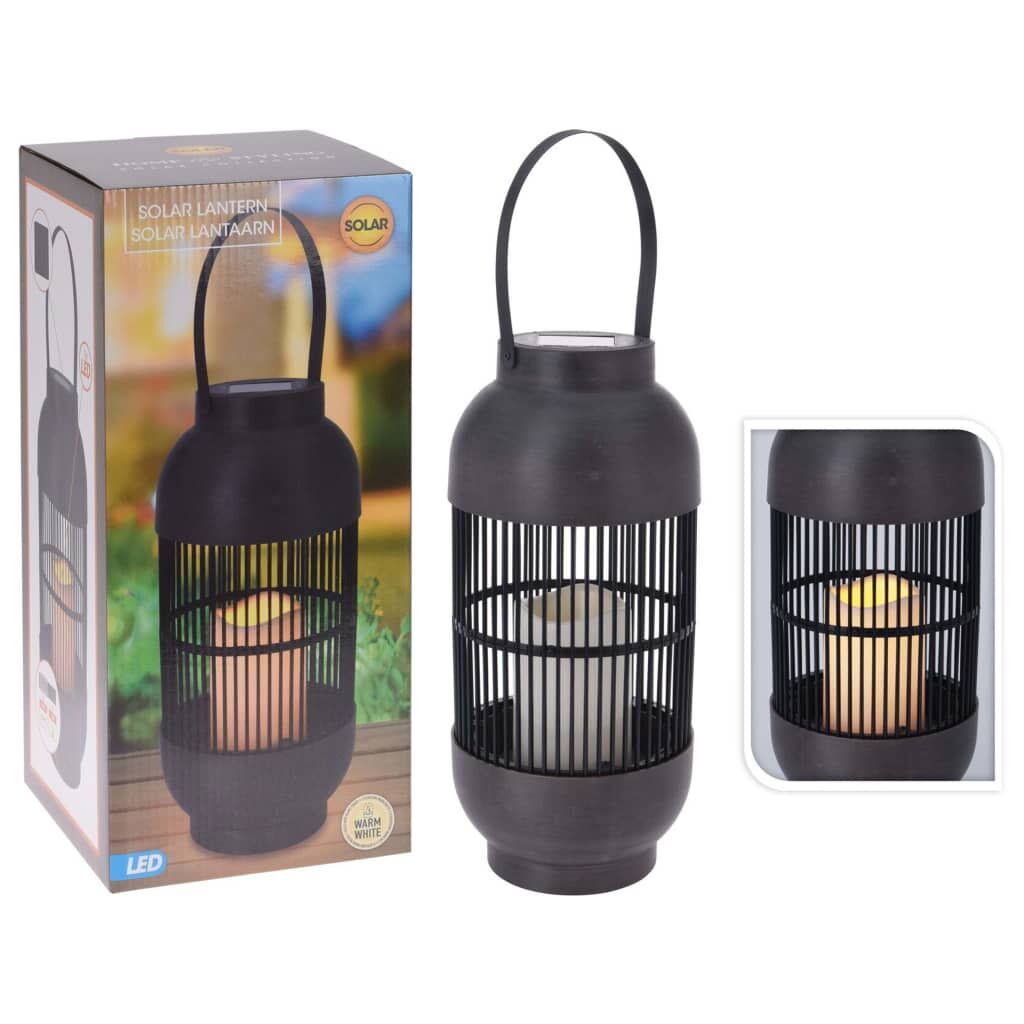 Progarden Farol Solar Led Con Vela Ratán Negro_0
