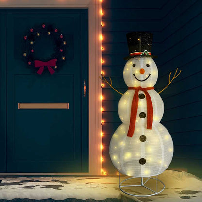 Vidaxl Muñeco De Nieve De Navidad Con Luces Led Tela Lujosa 180 Cm_1