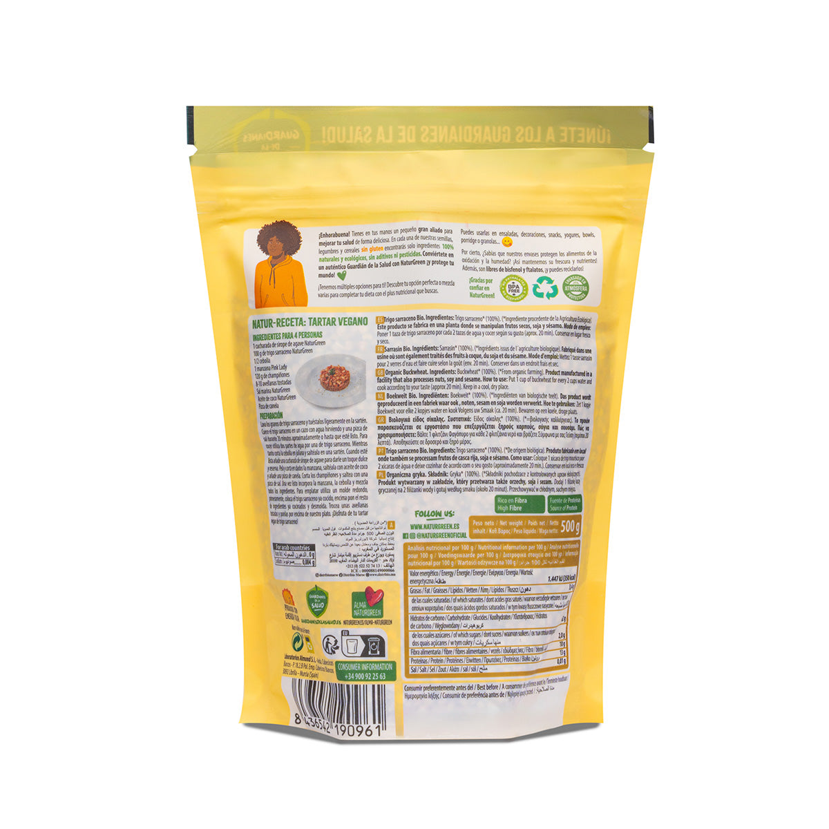 Trigo sarraceno biológico sem glúten, Naturgreen, 500 g