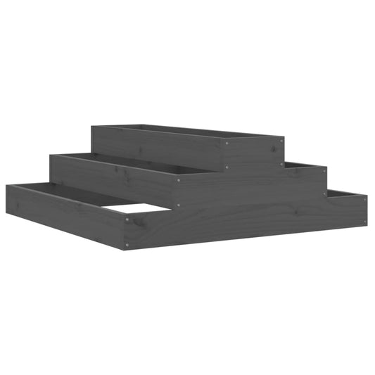Jardinera De Madera Maciza De Pino Gris 80x80x27 Cm_0