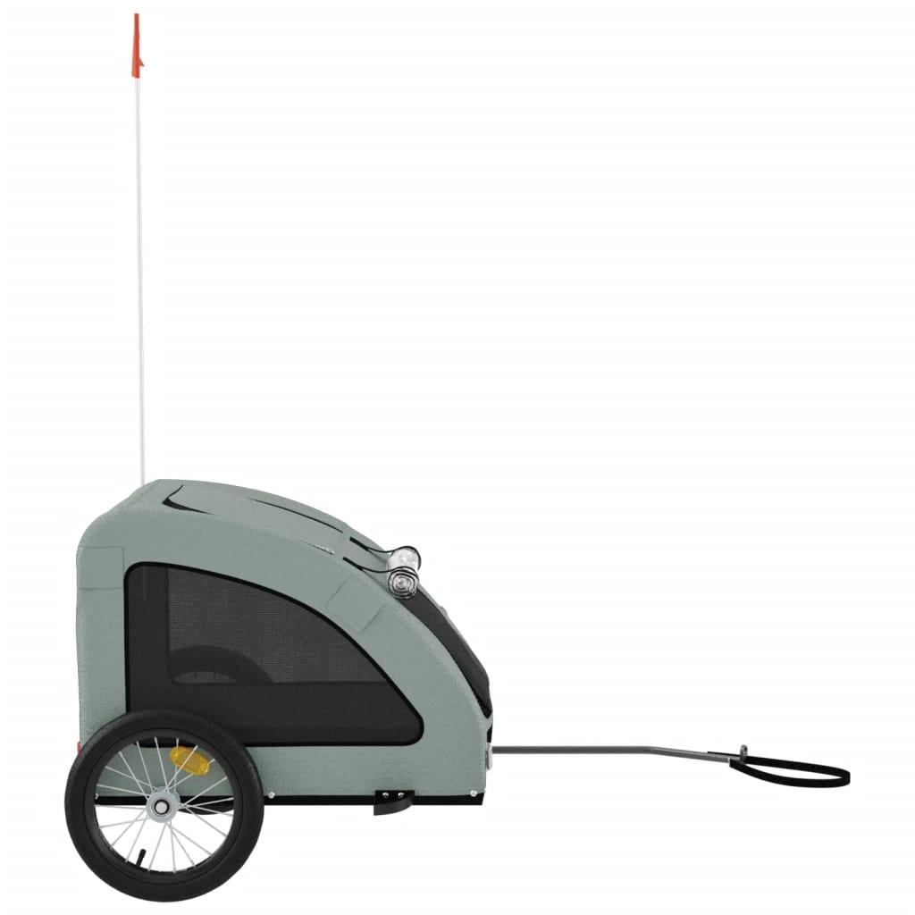 Remolque De Bicicleta Mascotas Hierro Tela Oxford Gris_5