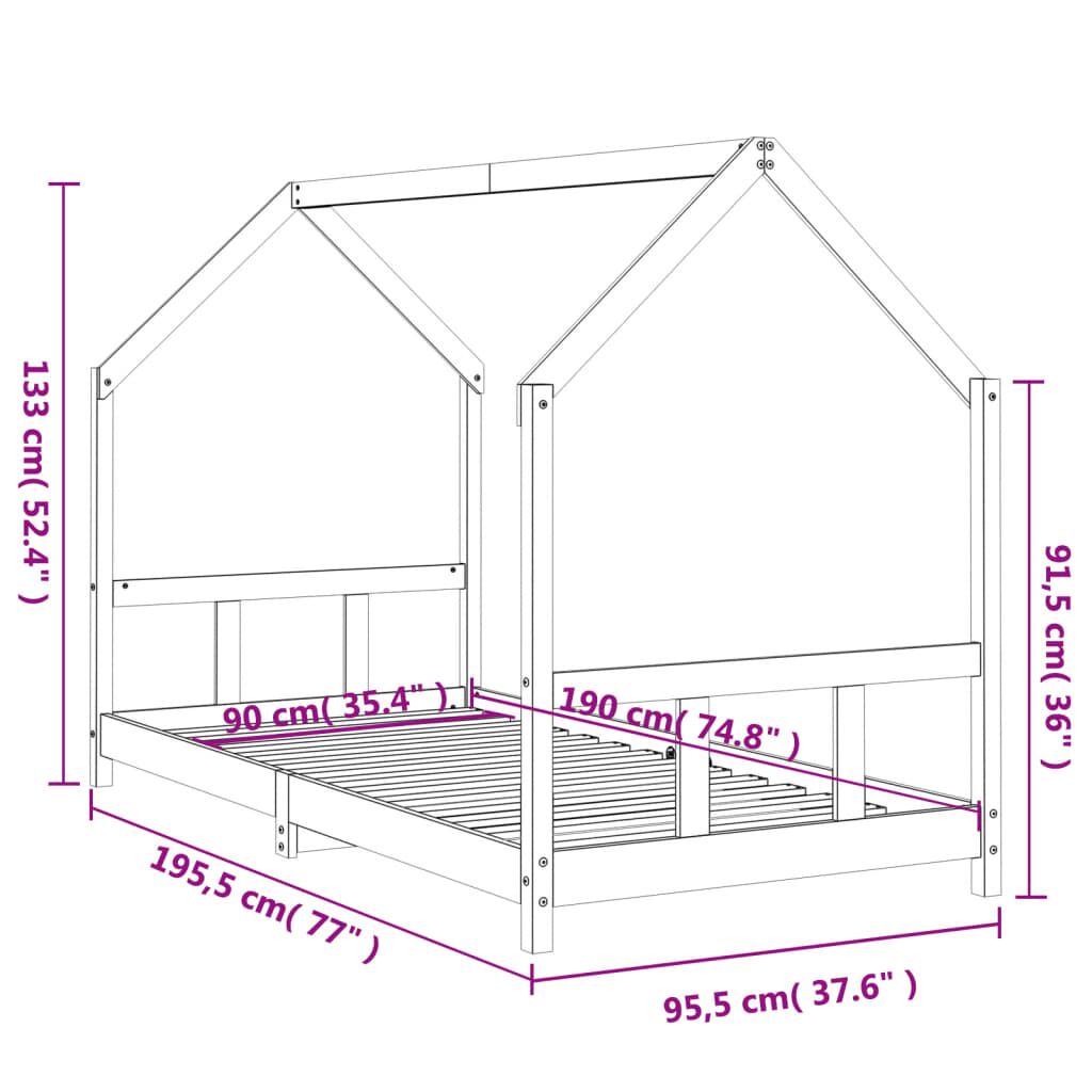 Vidaxl Estructura De Cama Para Niños Madera De Pino Negro 90x190 Cm_2