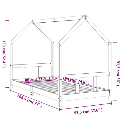 Vidaxl Estructura De Cama Para Niños Madera De Pino Negro 90x190 Cm_2