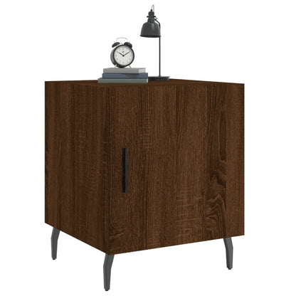 Mesita De Noche Madera De Ingeniería Marrón Roble 40x40x50 Cm_2