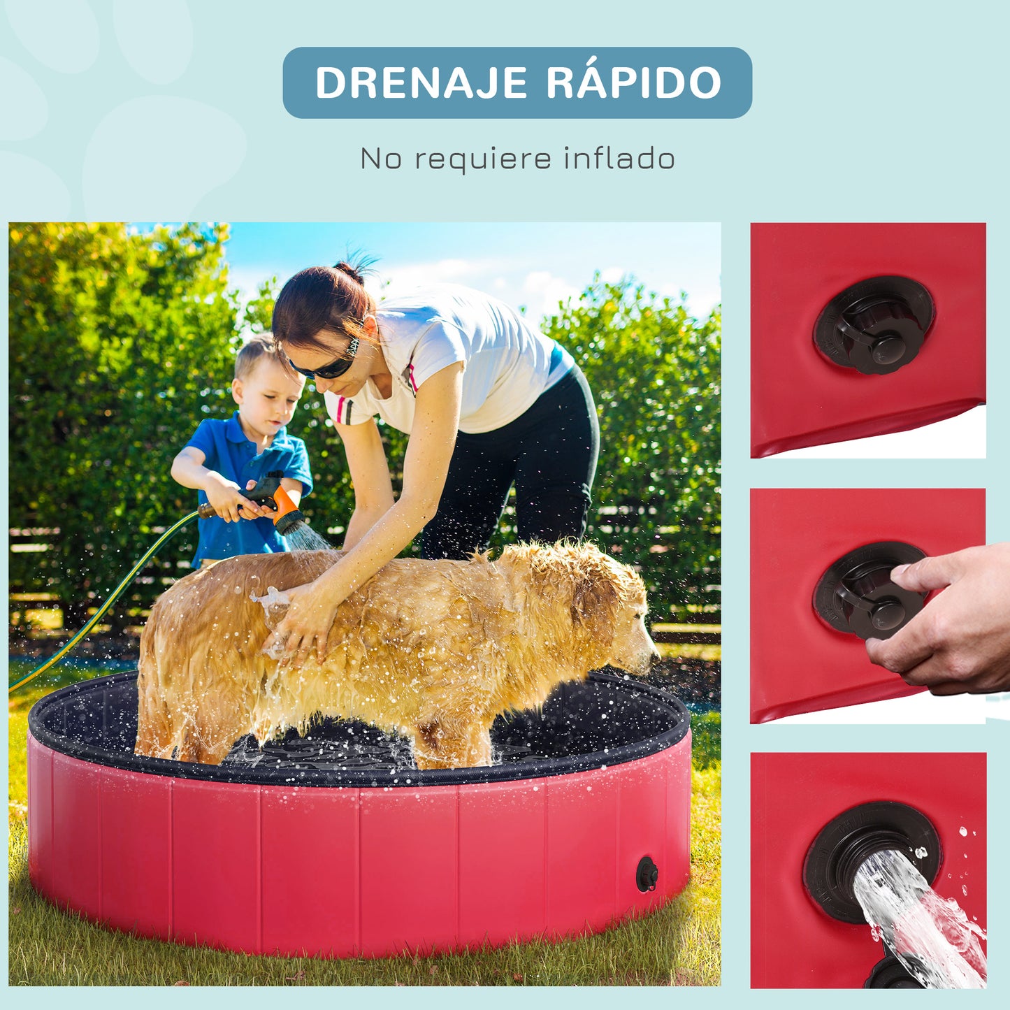 Pawhut Piscina Plegable Para Mascotas Bañera Portátil Antideslizante Ø120x30cm_5