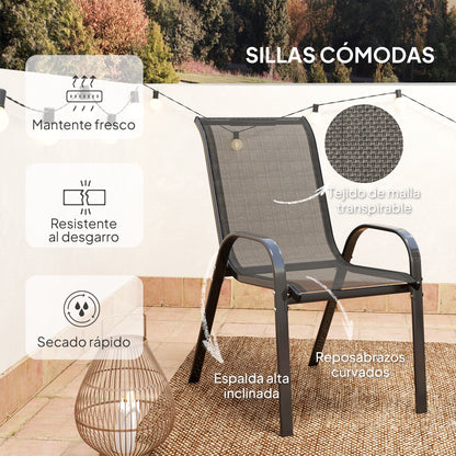 Outsunny Conjunto De Mesa Y Sillas De Terraza Exterior De 3 Piezas Negro_5