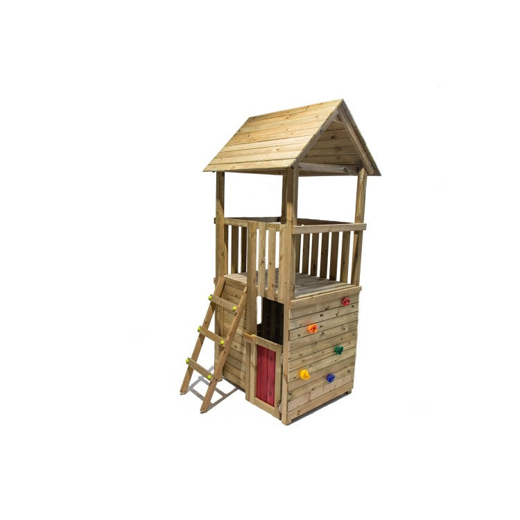 Parque Infantil Masgames Tibidabo L Techo De Madera Casita Con Escalada: Casita En La Base Y Pared De Escalada._0