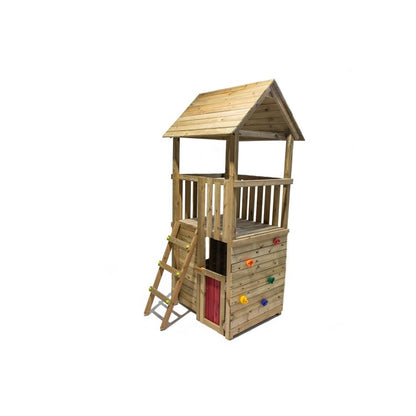 Parque Infantil Masgames Tibidabo L Techo De Madera Casita Con Escalada: Casita En La Base Y Pared De Escalada._0