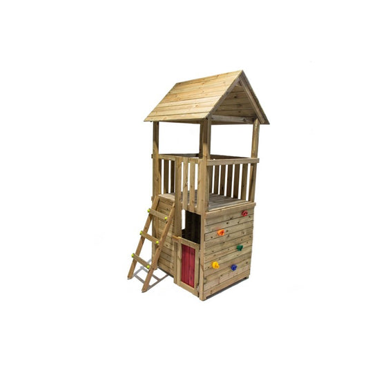 Parque Infantil Masgames Tibidabo L Techo De Madera Casita Con Escalada: Casita En La Base Y Pared De Escalada._0