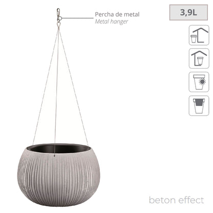 Prosperplast Beton Bowl Ws De Plástico Con Depósito En Color Cemento, 19,5 (alto) X 29 (ancho) X 29 (profundo) Cms_1
