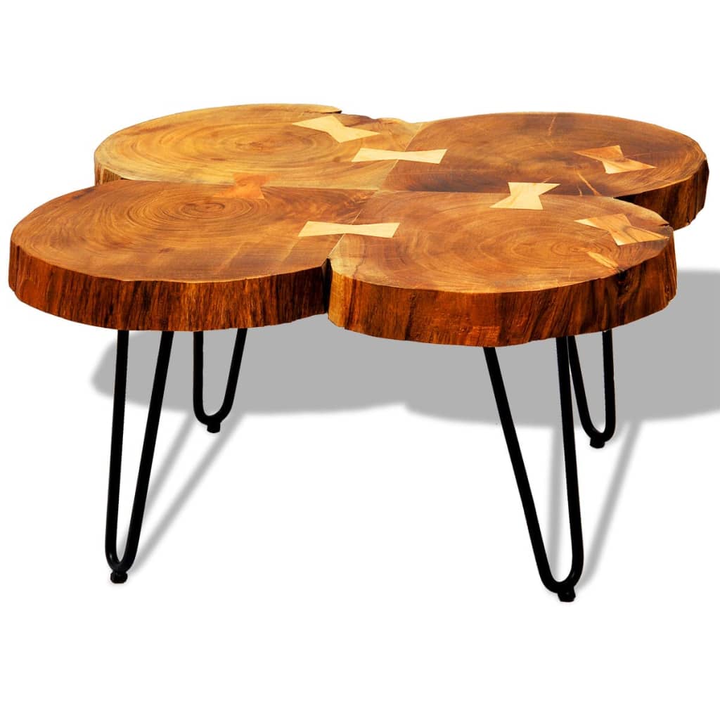 Mesa De Centro Con 4 Troncos Madera Maciza De Sheesham 35 Cm_1