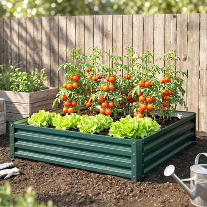 Outsunny Jardinera Exterior Grande Rectangular De Acero Galvanizado Sin Base_3