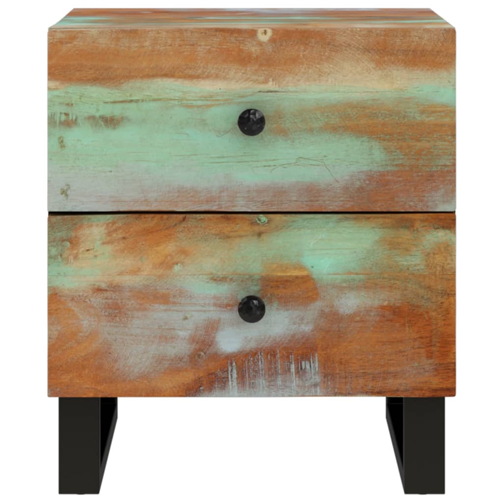 Mesita De Noche De Madera Maciza Reciclada 40x33x46 Cm_1