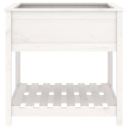 Jardinera Con Estante Madera Maciza Pino Blanca 82,5x82,5x81 Cm_4
