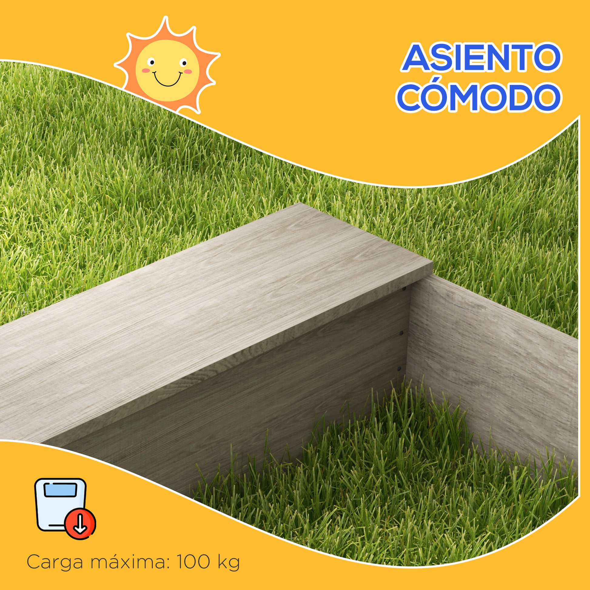 Outsunny Arenero Para Niños De Madera Con 2 Asientos 154x80x60 Cm Gris_5