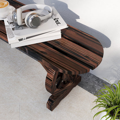 Outsunny Banco De Jardín Con 2 Ruedas Decorativas 120x29x39 Cm Carbonizado_4