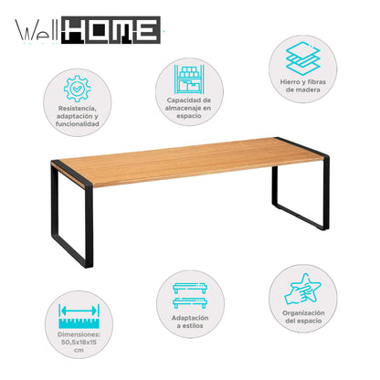 Well Home - Estante Flotante De Madera En Color Negro 50,5x18x15cm_1
