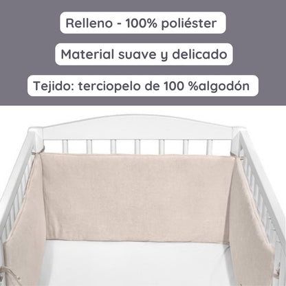 Chichonera Para Cuna 180x30 Velour Algodón Beige_2