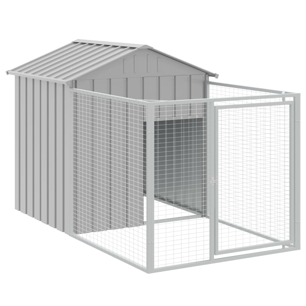 Vidaxl Caseta Perro Tejado Acero Galvanizado Gris Claro 117x1017x123cm_5