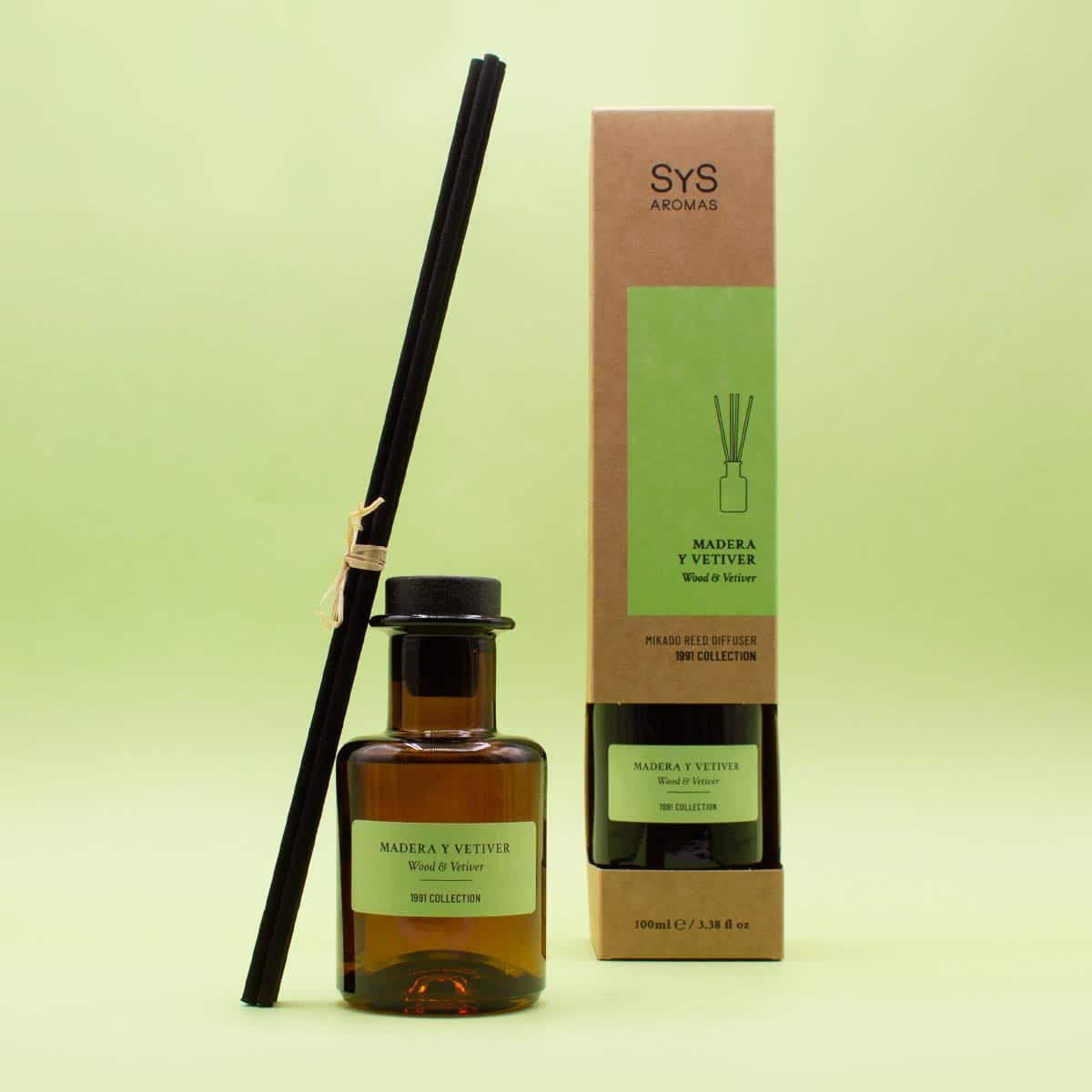 Ambientador Mikado Madera y Vetiver 1991 100 ml | Difusor de Varillas | Fragancia Amaderada y Elegante | Hogar_1