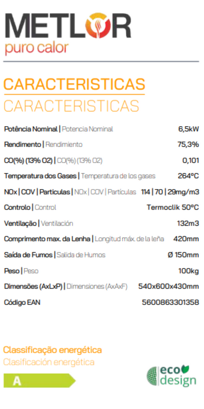 Insertables Con Ventilación A Leña Metlor Modelo Elos 60 Vitrus_1