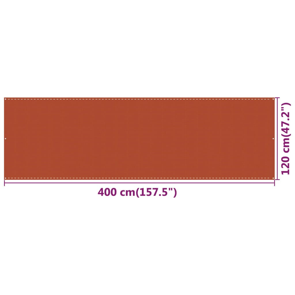 Vidaxl Toldo Para Balcón Hdpe Naranja 120x400 Cm_2