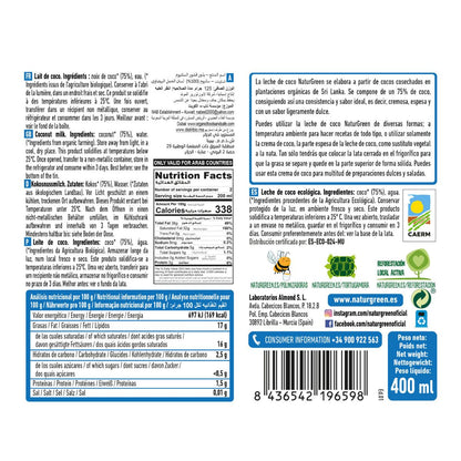 Pack 6x Leche de Coco Bio NaturGreen 400 g