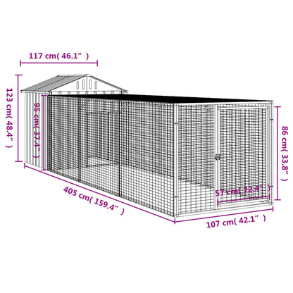 Vidaxl Gallinero Con Corral Acero Galvanizado Gris 117x405x123 Cm_2