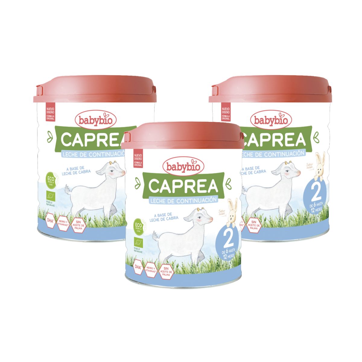Embalagem de 3 leites de cabra Caprea 2 (6 a 12 meses) Babybio 800 g