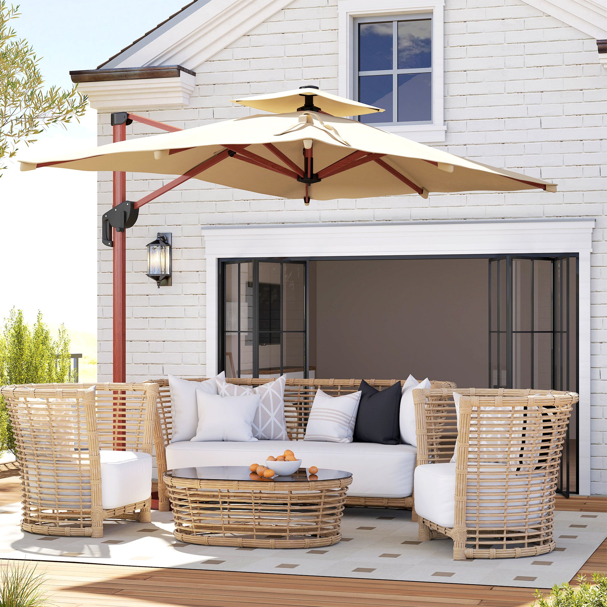 Outsunny Sombrilla De Jardín 300x198x252 Cm Con Manivela Inclinación Ajustable_1