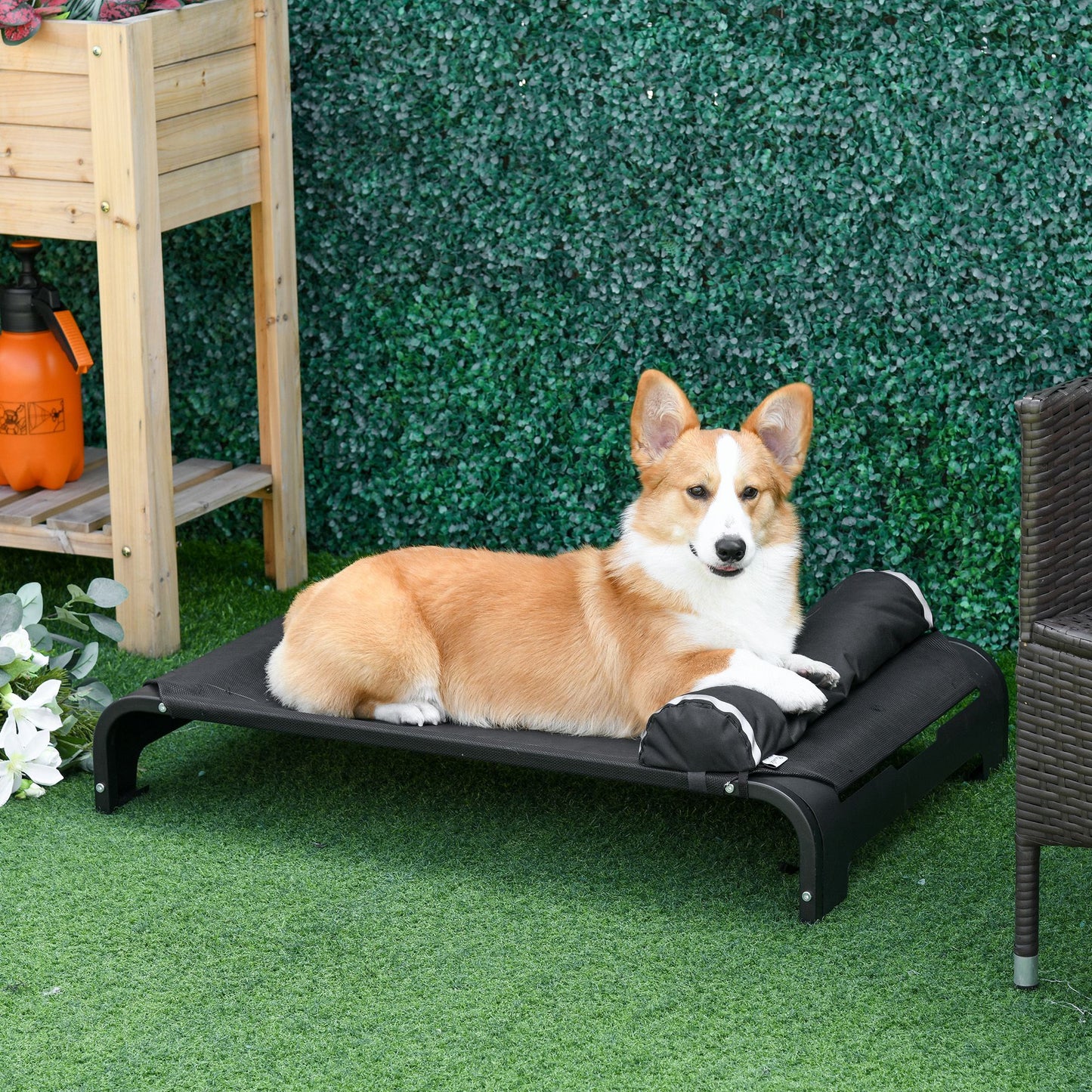 Pawhut Cama Elevada De Perros Mascota Transpirable Con Almohada Extraíble_1
