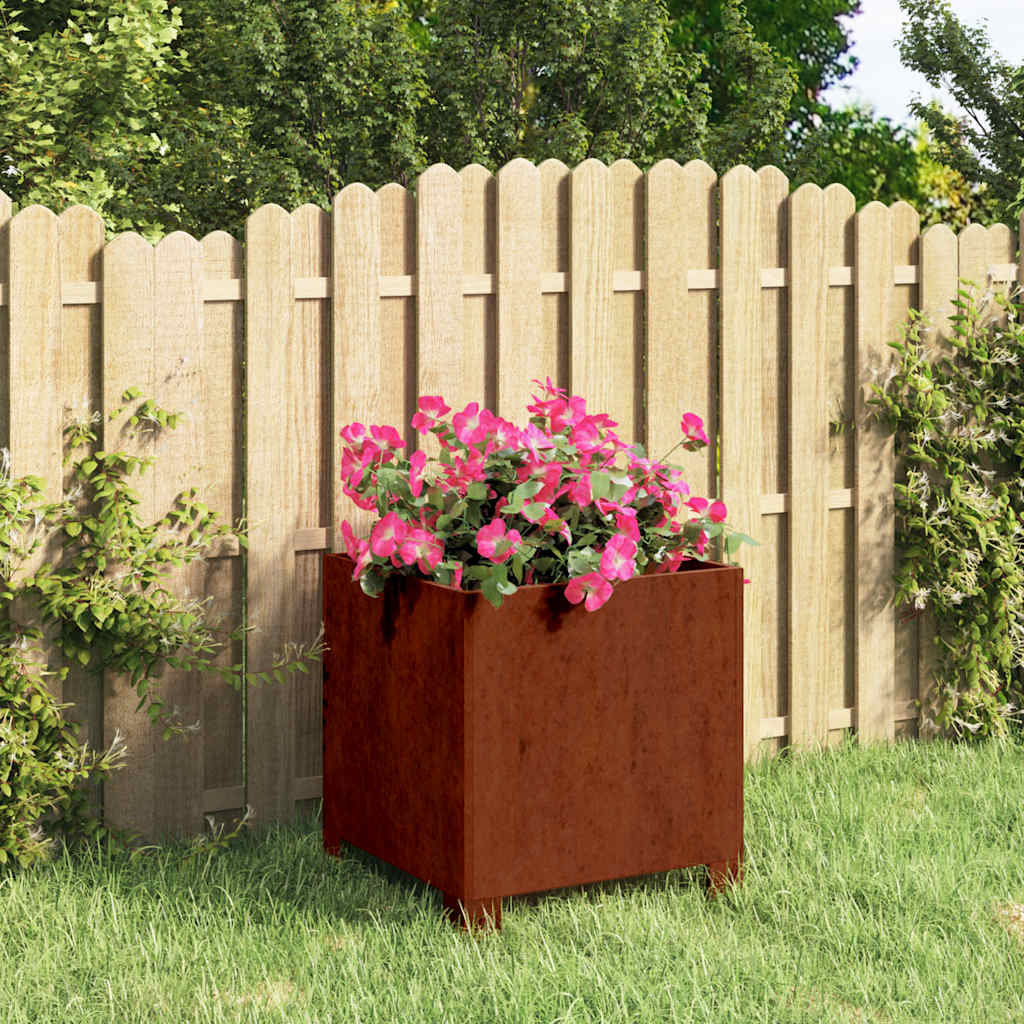 Jardinera Con Patas Acero Corten Oxidado 30x30x30 Cm_1
