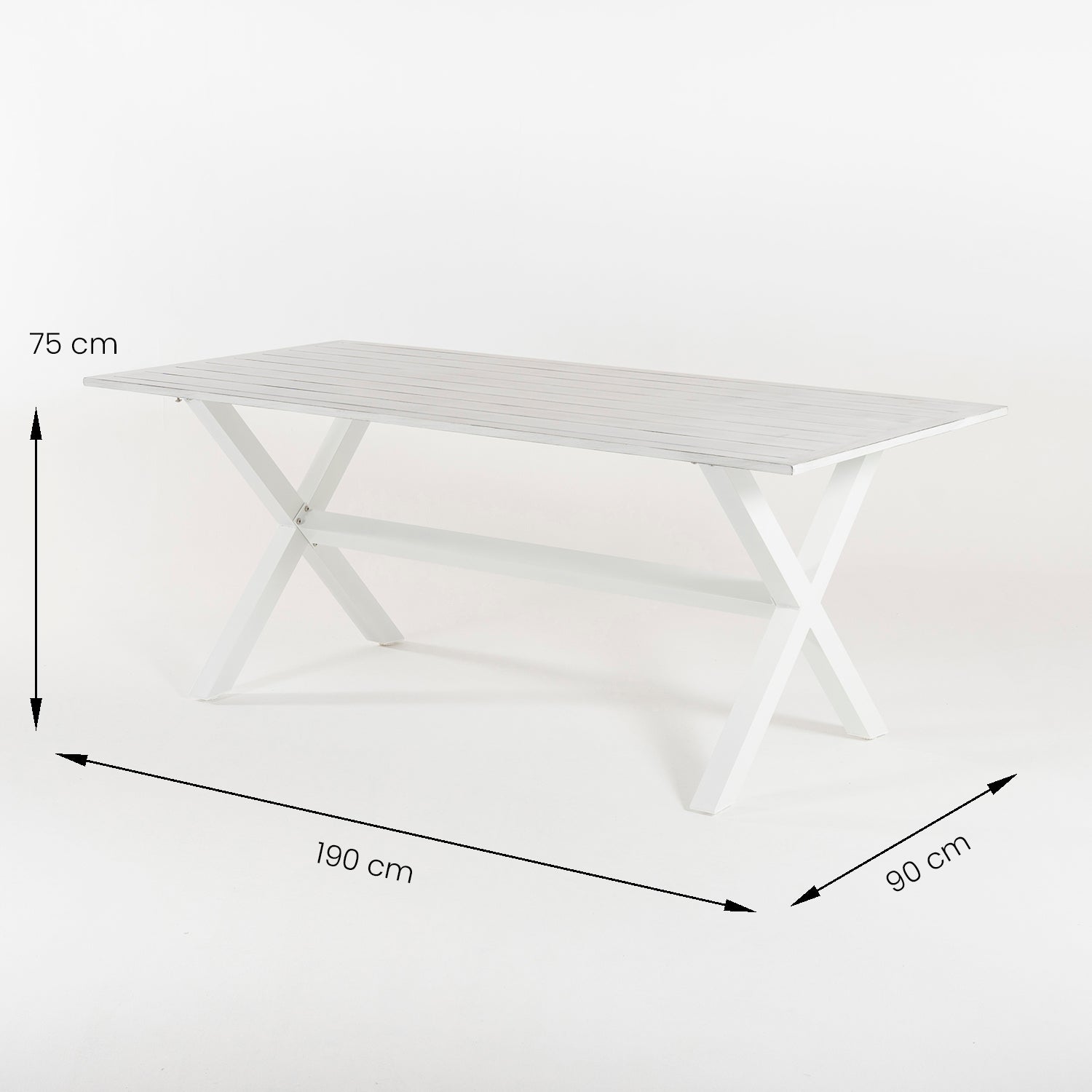 Conjunto De Mesas Y Sillas De Jardín, Aluminio Sofisticado, Aluminio Y Textilene, Color Blanco, Mesa: 190x90x75 Silla: 90x66x56_4