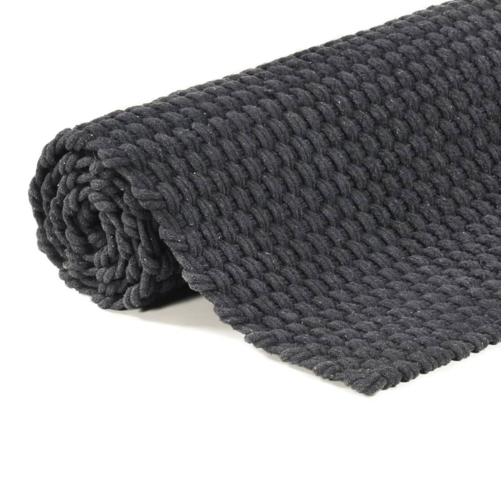 Alfombra Rectangular Algodón Antracita 180x250 Cm / Vetonek_3